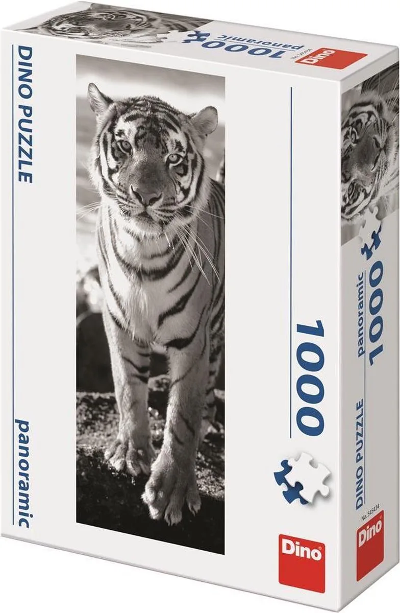 Panoramische puzzel van de Tijger - legpuzzel van 1000 stukjes voor kinderen en volwassenen from Dino, Grey edition – box