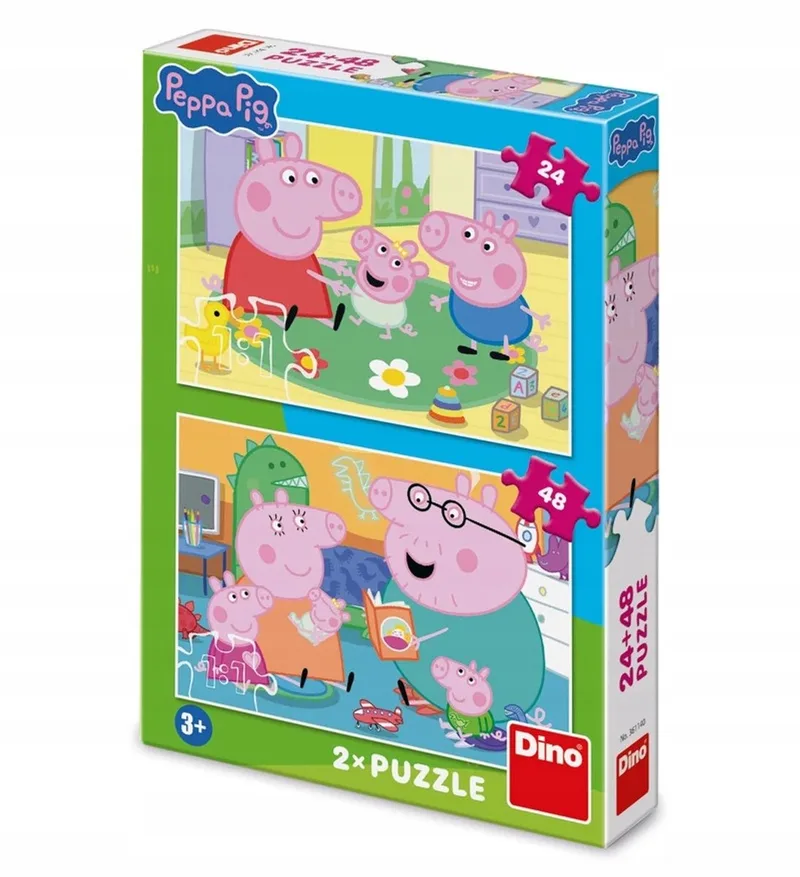 Peppa Pig Puzzel 2-in-1: Huis (24+48 Stukjes) voor Kinderen 3+ van Dino, editie Meerkleurig – doos