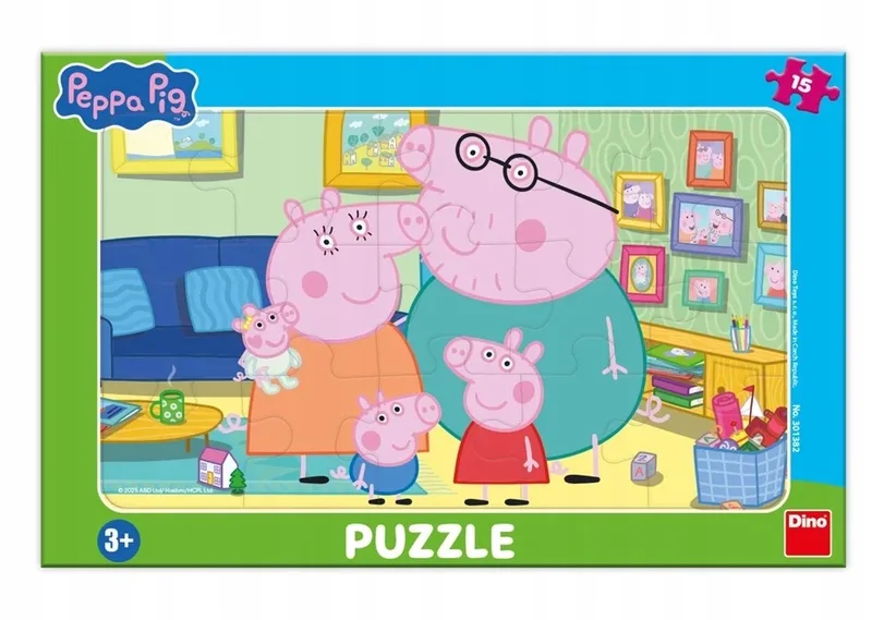 Peppa Pig Puzzel met Frame - Familie in de kamer (15 stukjes) from Dino, Multicolour edition – box