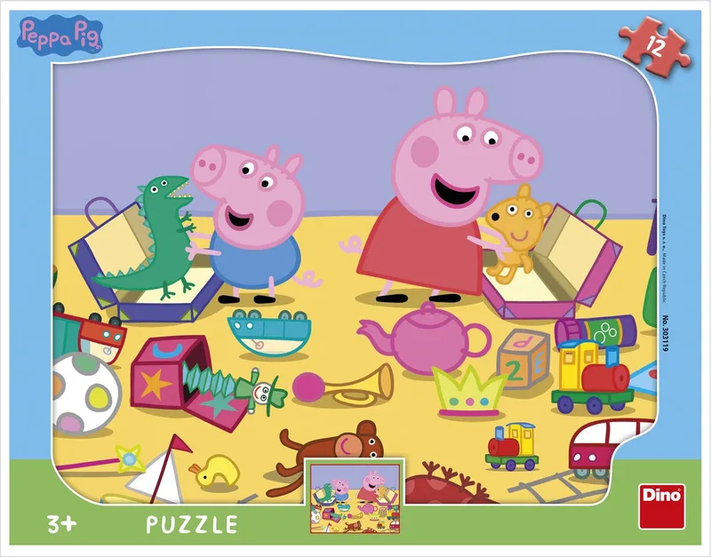 Peppa Pig Puzzel met Lijst 12 Stukjes voor Kinderen von Dino, Ausgabe Mehrfarbig – Schachtel