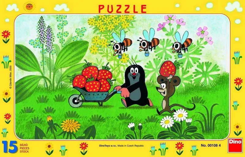 Puzzel het Kleine Molletje plukt aarbeien 15 stukjes de Dino, édition Multicolore – boîte