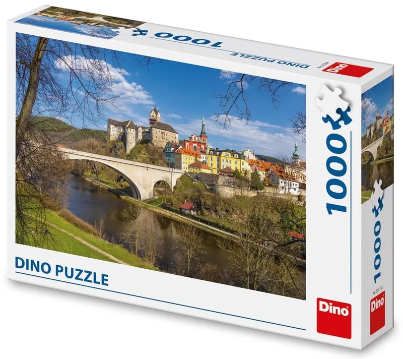 puzzel Kasteel Loket 1000 stukjes - legpuzzel Tsjechië landschap. fra Dino, Flerfarvet-udgave – æske