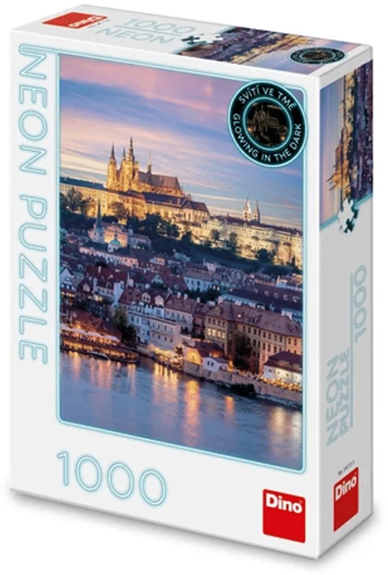 puzzel kasteel Praag Tsjechie neon 1000 stukjes van Dino, editie Meerkleurig – doos