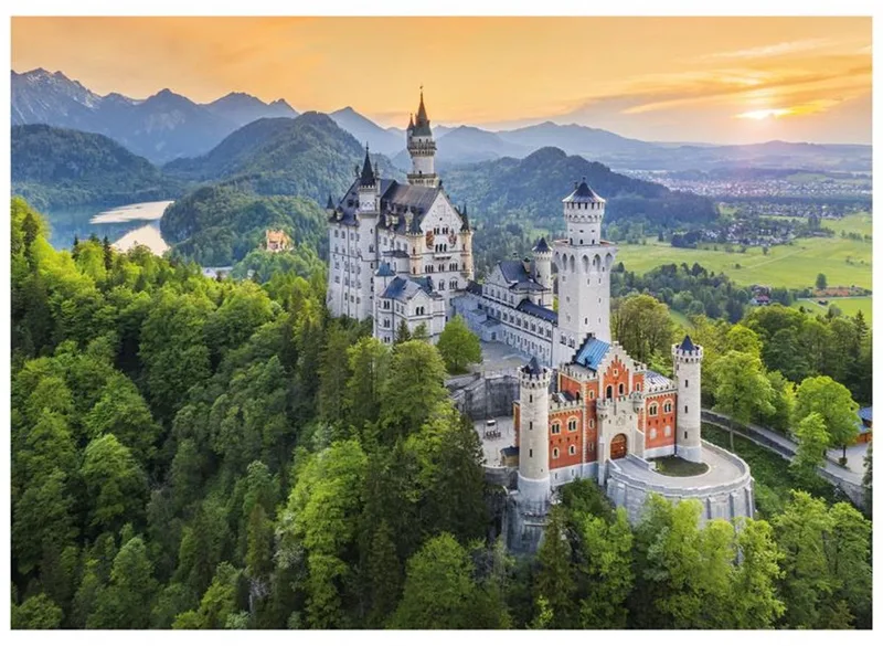 puzzel Neuschwanstein kasteel 1000 stukjes landschap puzzel. fra Dino, Flerfarvet-udgave – æske