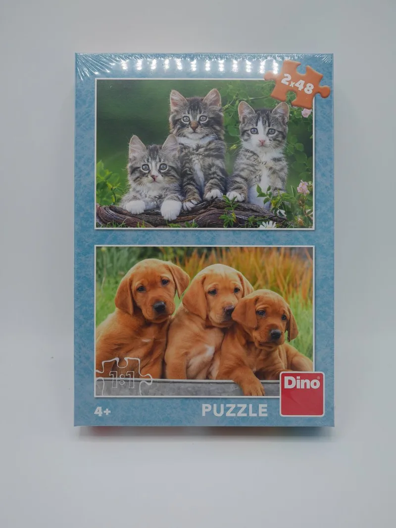 Puzzel puppies en kittens, 2 x 48 stukjes. van Dino, editie Meerkleurig – doos