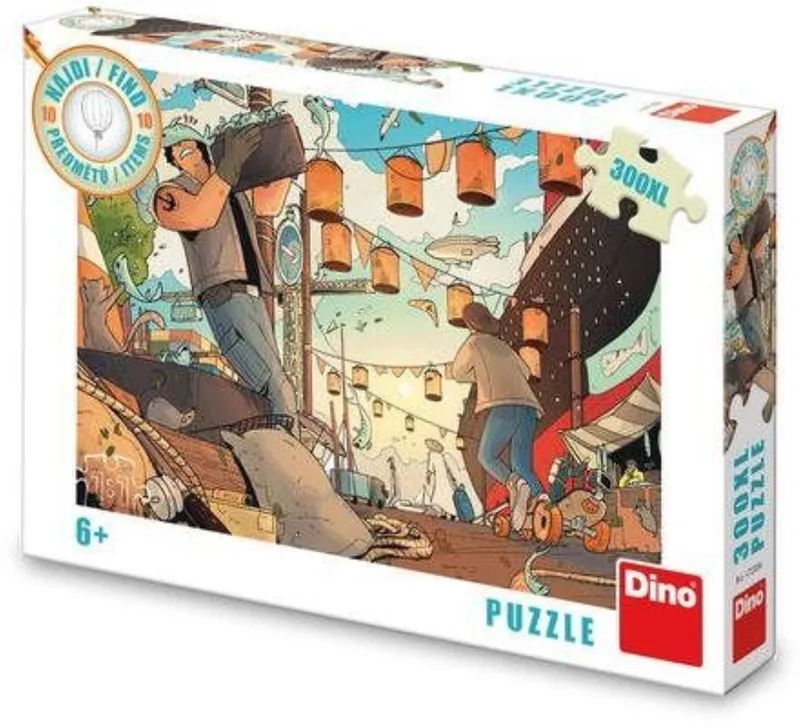 Puzzel van de vissershaven 300 stukjes van Dino, editie Meerkleurig – doos