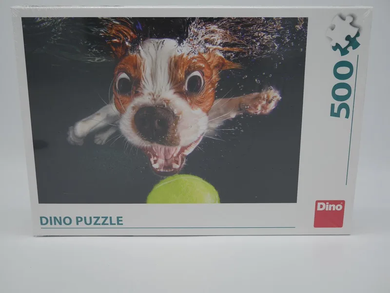 puzzel van onderwaterhond zoekt bal.500 stukjes from Dino, Multicolour edition – box
