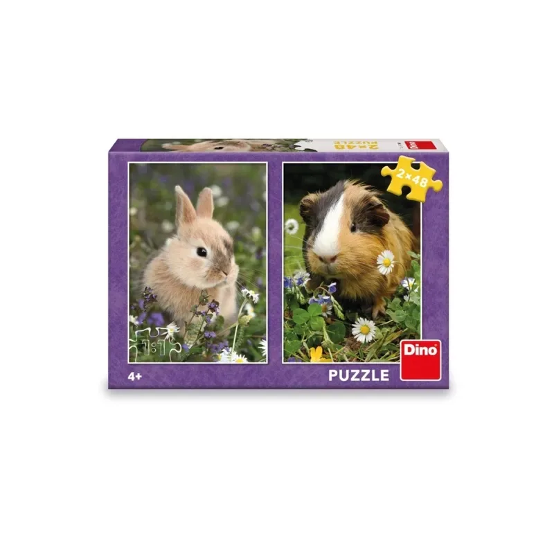 Puzzle 2 Puzzles - Lapin et Cochon d'Inde de Dino – boîte