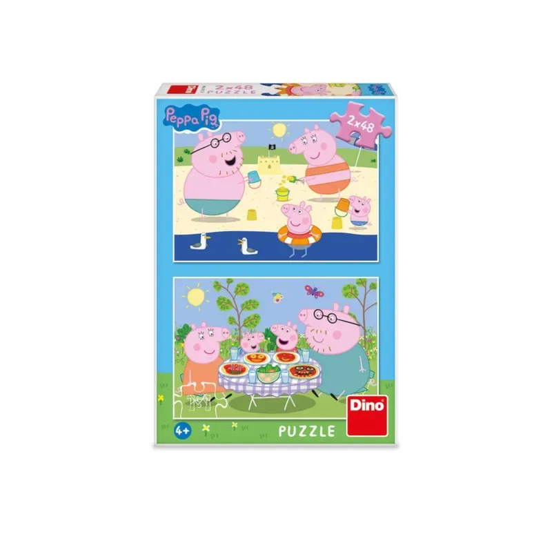 Puzzle 2 Puzzles - Peppa Pig: En Vacances - 26 à 50 pièces van Dino – doos