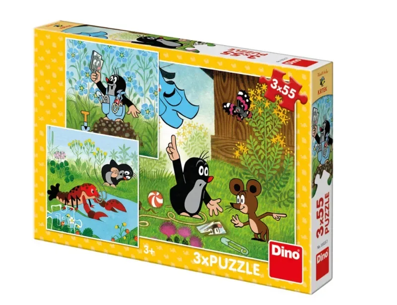 Puzzle 3 Puzzles - La Petite Taupe - 51 à 99 pièces van Dino – doos