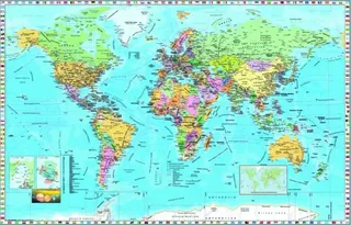 Puzzle Carte du Monde (en anglais) - 1000 pièces från Dino – kartong 1 av 2
