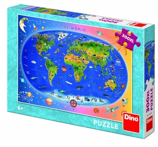 Puzzle Carte du Monde pour Enfants (en anglais) - 200 à 499 pièces de Dino – boîte 2 sur 2