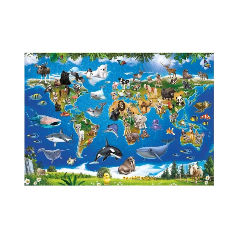 Puzzle Pièces XXL - Carte des Animaux - 100 à 149 pièces de Dino – boîte