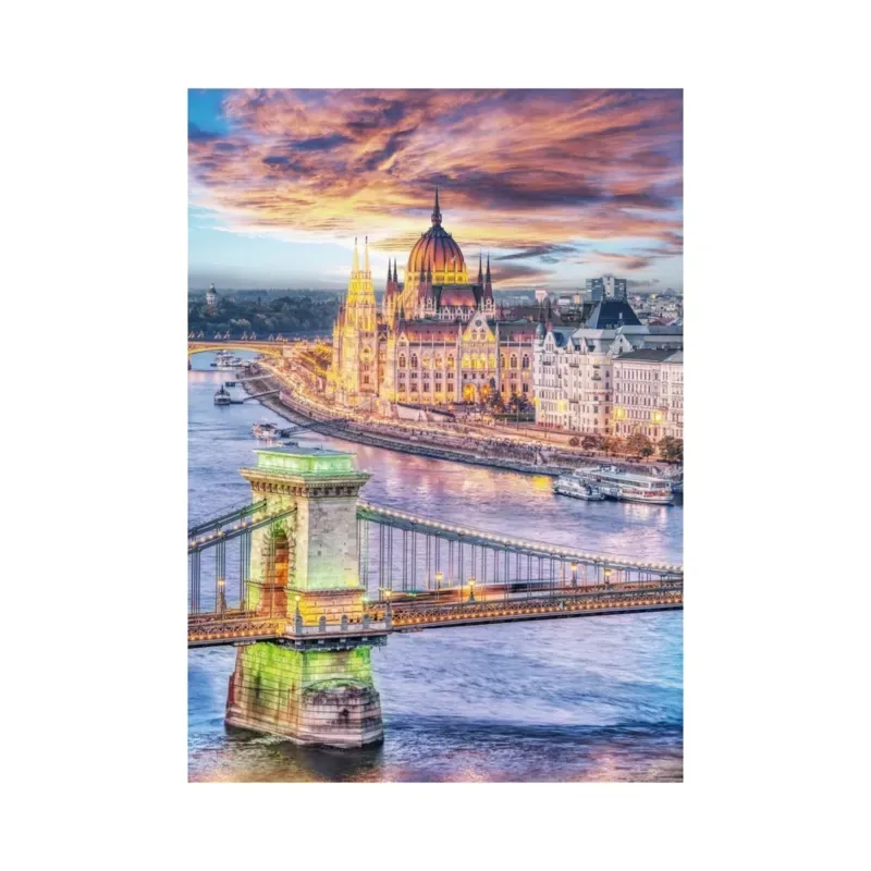 Puzzle Pont de la Chaîne, Budapest , Hongrie van Dino – doos
