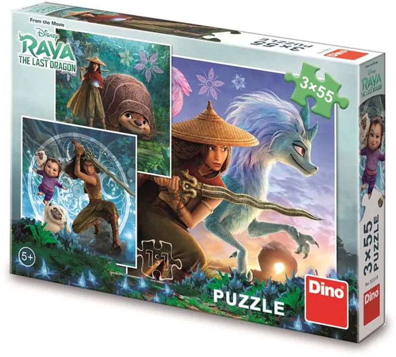 Raya en vrienden - 3 Puzzels van 55 stuks von Dino, Ausgabe Mehrfarbig – Schachtel