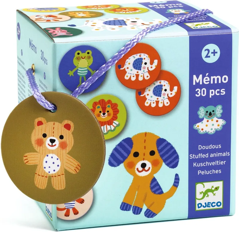 Memo Stuffed Animals from Djeco, Multicolore edition – box
