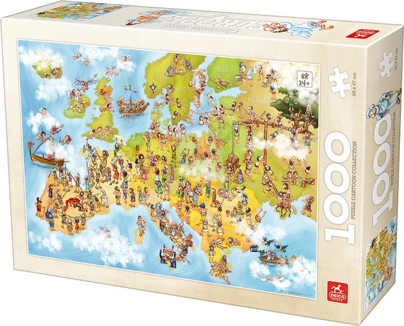 Cartoon Map of Europe Puzzel 1000 Stukjes von DToys, Ausgabe Mehrfarbig – Schachtel