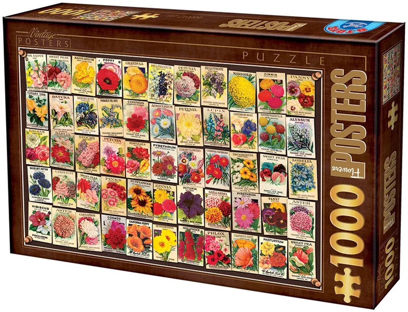puzzel vintage collage bloemen 1000 stukjes legpuzzel. von DToys, Ausgabe Mehrfarbig – Schachtel