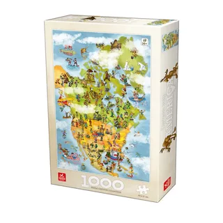 Puzzle Cartoon Collection - Carte des USA - 1000 pièces fra DToys – æske 2 af 2