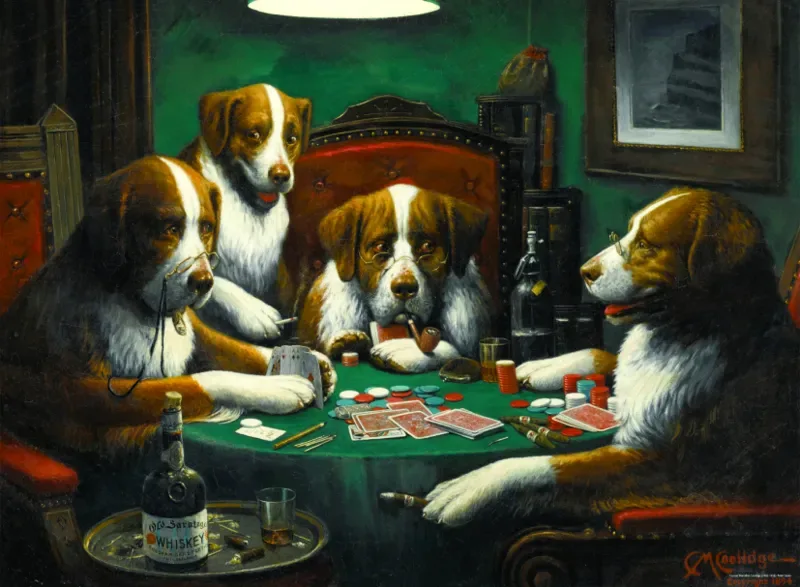 Puzzle Cassius Marcellus Coolidge - Poker Game - 1000 pièces van DToys – doos 1 van 2