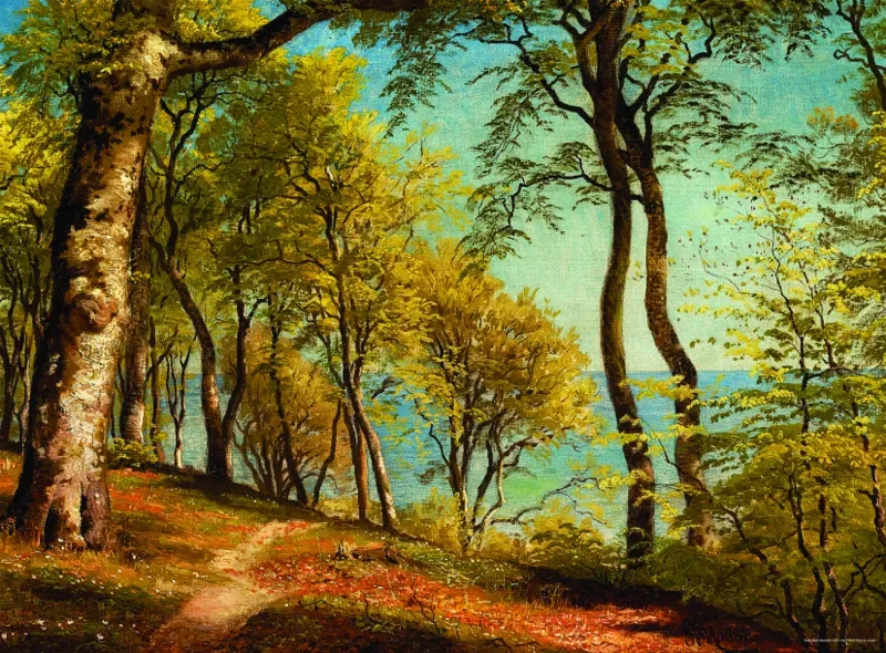 Puzzle Peder Mørk Mønsted - Birch Trees at a Coast - 1000 pièces de DToys – boîte 1 sur 2