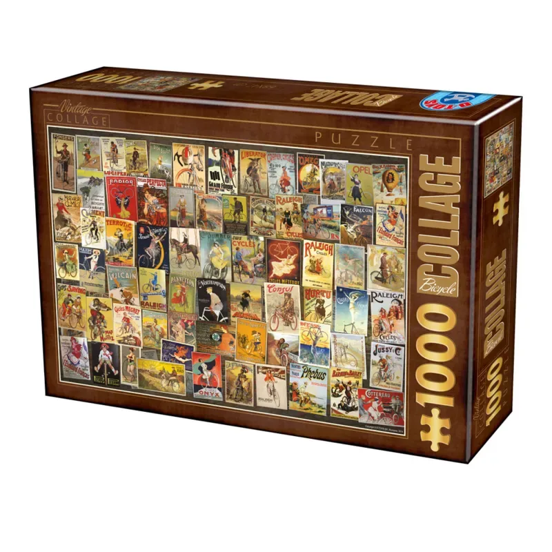Puzzle Vintage Collage - Bicycle - 1000 pièces de DToys – boîte 2 sur 2
