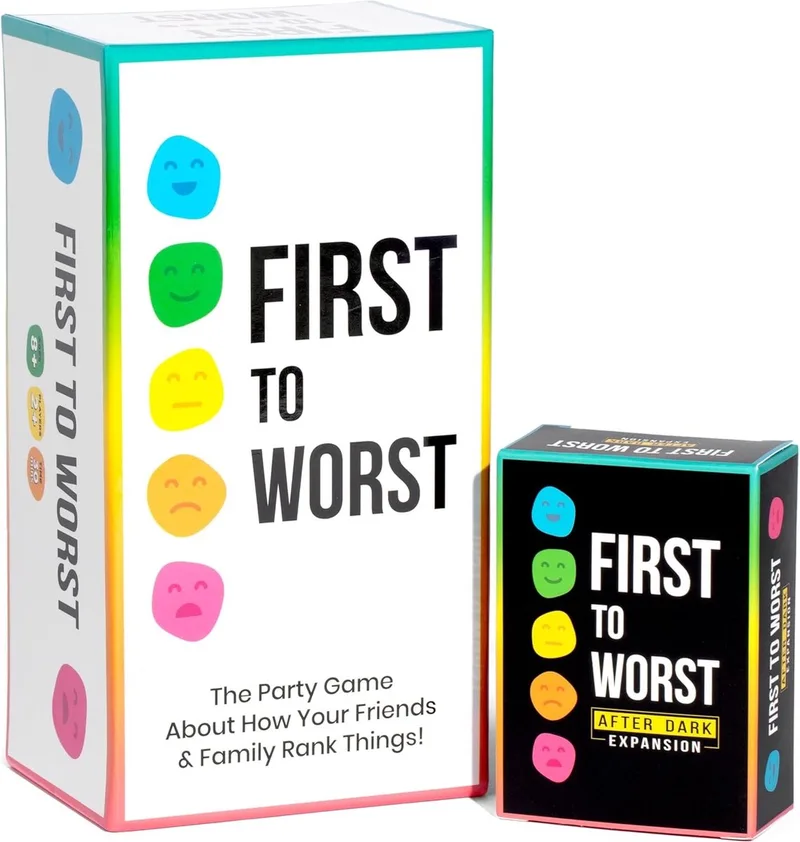 First To Worst spel inclusief uitbreiding Engelstalig van Dyce Games – doos