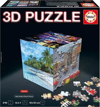 3D Puzzel Kubus Reis - 216 Stukjes - Vanaf 6 Jaar van Educa, editie Meerkleurig – doos 1 van 4