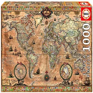 Antieke Wereldkaart - 1000 stukjes - Legpuzzel de Educa, édition Multicolore – boîte 2 sur 3