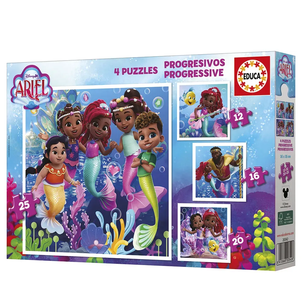 Progressivt Ariel-pussel 12+16+20+ 25 Bitar från Educa – kartong