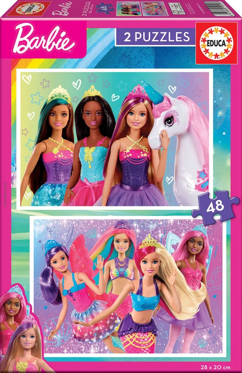 Barbie Puzzel (2 x 48 puzzelstukken) de Educa, édition Multicolore – boîte
