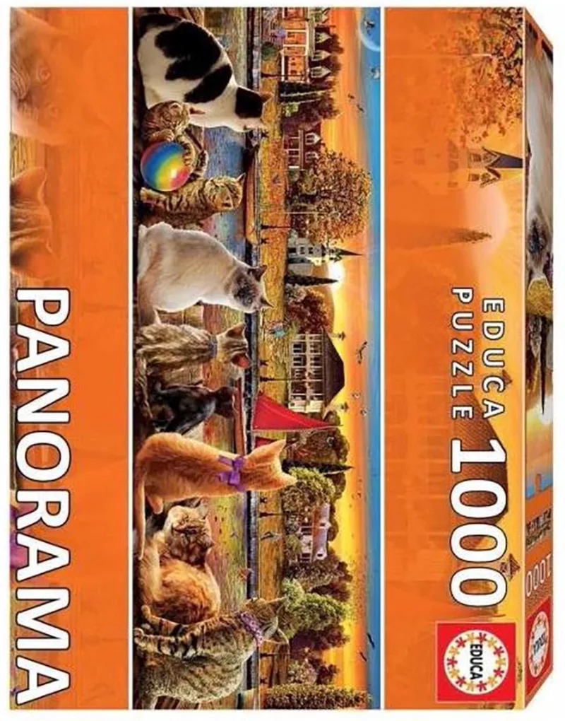 Cats on the Quay 1000 Piece Panorama Jigsaw Puzzle de Educa, édition Multicolore – boîte