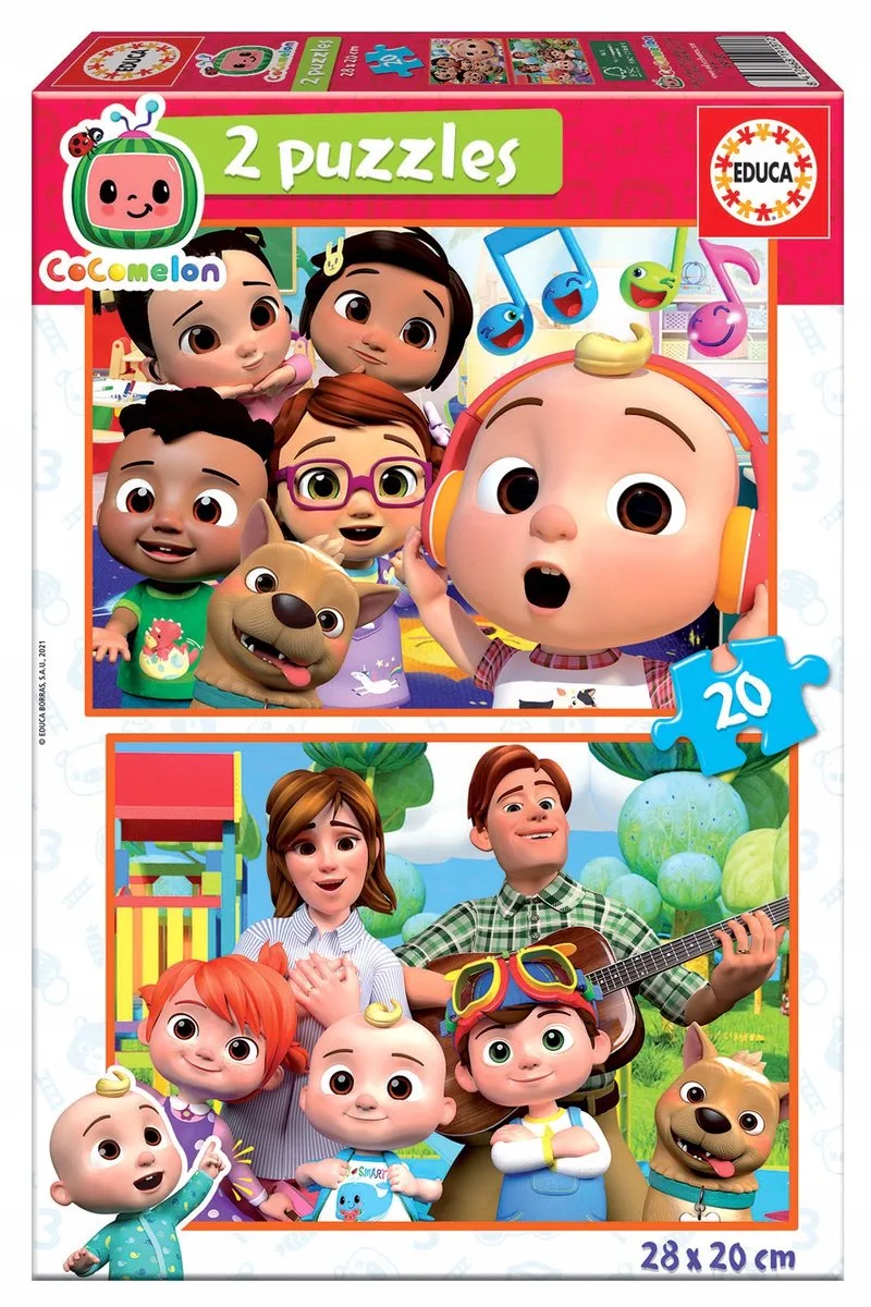 Cocomelon Puzzel 2 x 20 Stukjes - Plezier voor Kinderen vanaf 3 Jaar de Educa, édition Multicolore – boîte