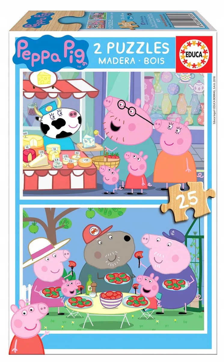 EDUCA - 2 puzzels - 25 stuks - Peppa Pig van Educa – doos