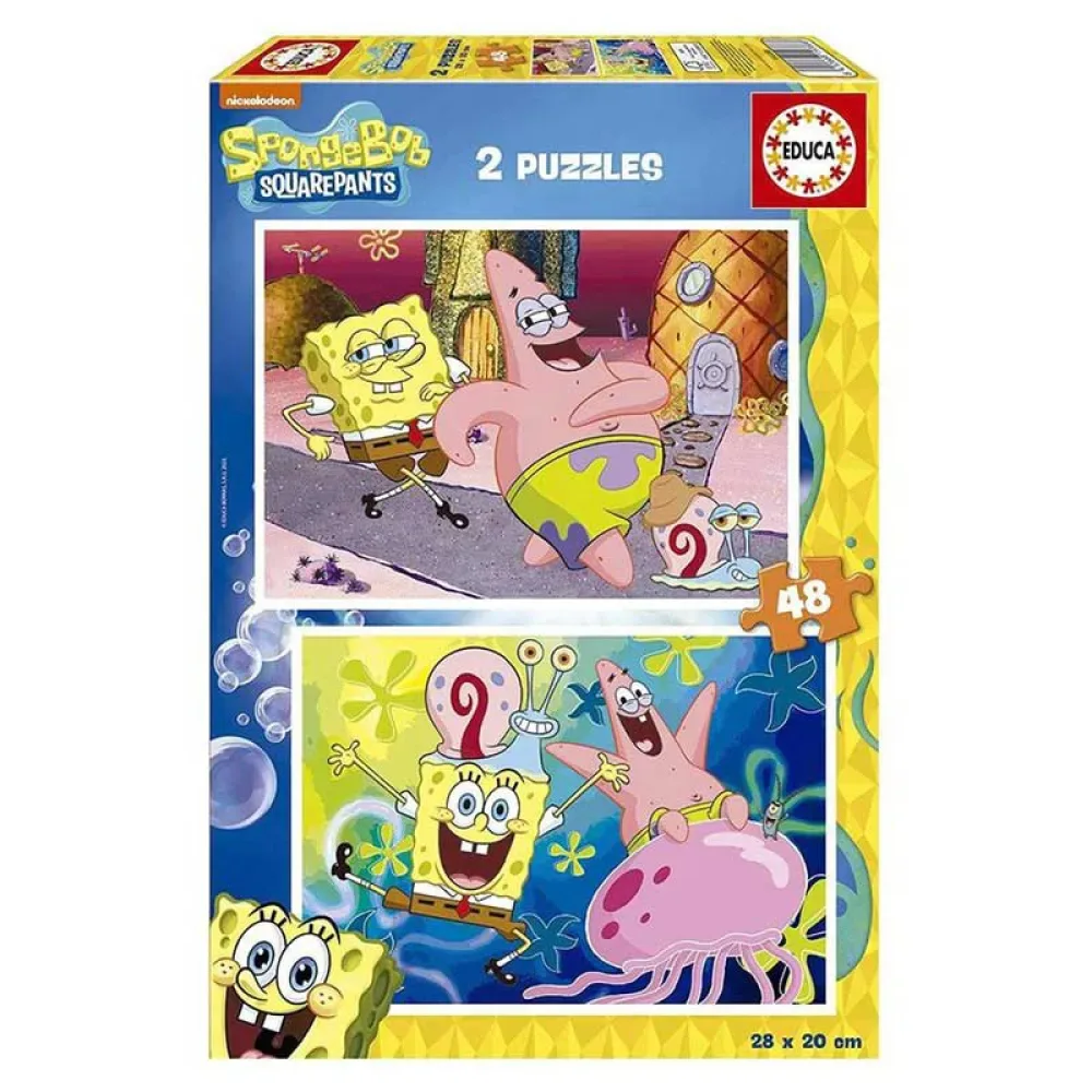 Educa 2x48-delige Spongebob Houten Puzzel från Educa – kartong