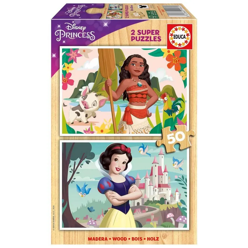 Educa 2x50 Bitar Disney Princess Vaiana + Snow White Puzzle från Educa – kartong
