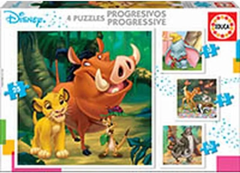 Puzzle Progre Animaux Dumbo+bambi+le Roi Lion de Educa, édition Multicolore – boîte