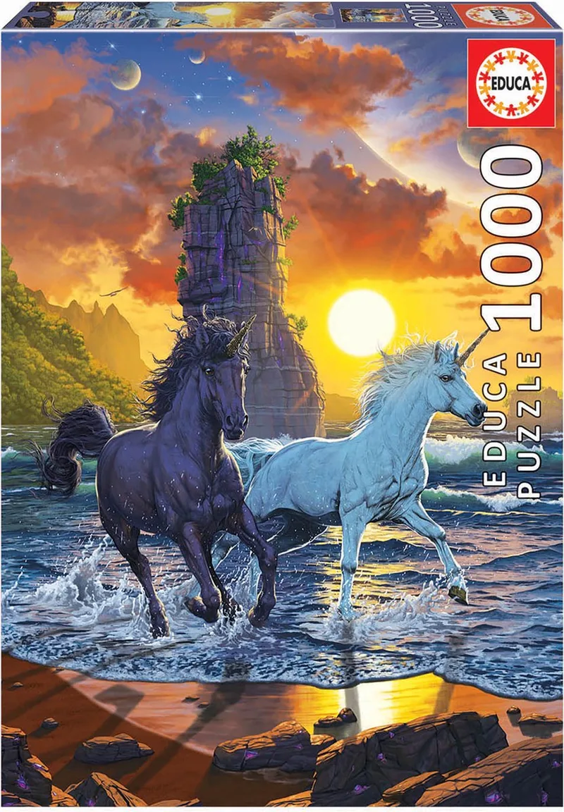 Eenhoorn op het Strand - Puzzel - 1000 stukjes van Educa, editie Meerkleurig – doos