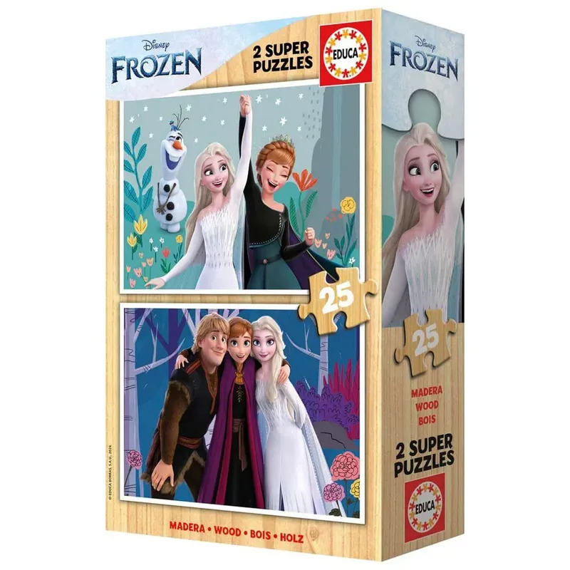 Frozen Houten Puzzels 2 x 25 Stukjes fra Educa – æske 2 af 3