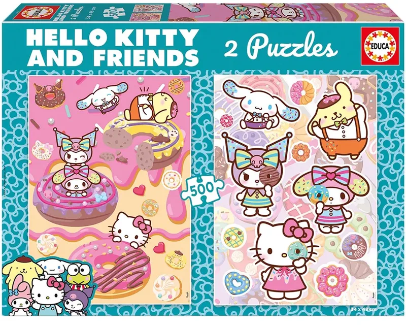 Hello Kitty Puzzel 2x500 Stukken Roze Kinderen von Educa, Ausgabe Mehrfarbig – Schachtel
