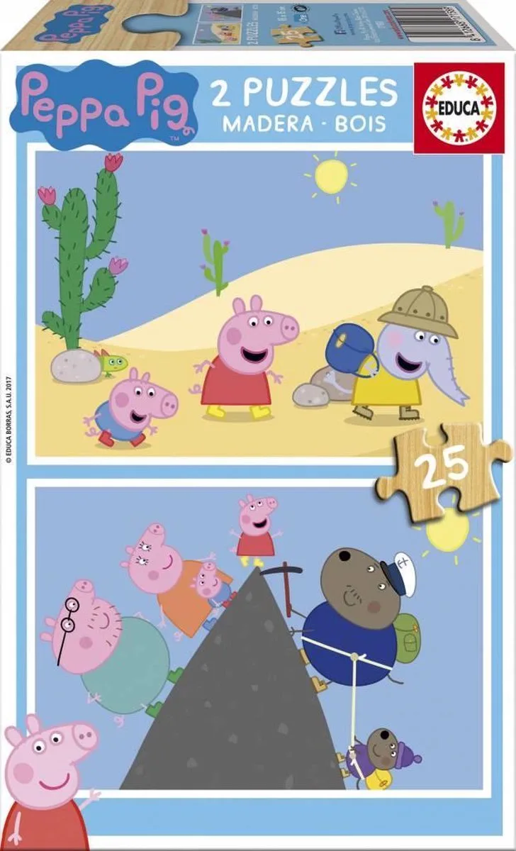 HOUT: Peppa Pig - 2 x 25 stukjes van Educa – doos