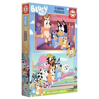 Houten Puzzel - 2 x 25 stukjes - Bluey - Legpuzzel - Kinderpuzzel van Educa, editie Meerkleurig – doos 2 van 3