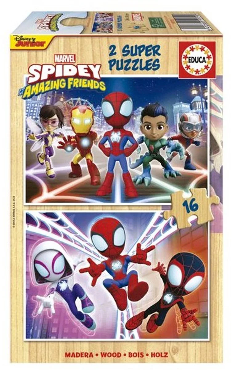 houten puzzel Spidey & zijn geweldige vrienden 2x16 stukjes. fra Educa, Flerfarvet-udgave – æske 1 af 2