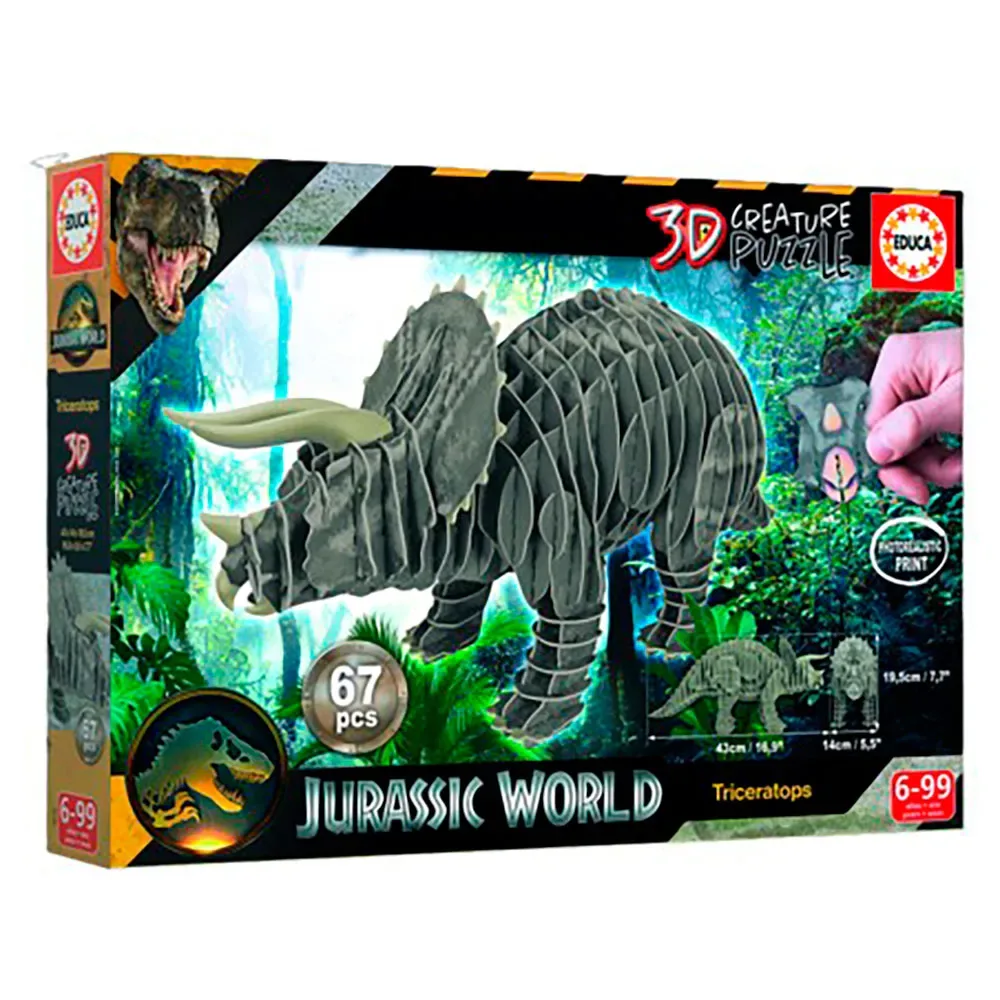 Jurassic World Creature Triceratops Pussel från Educa – kartong