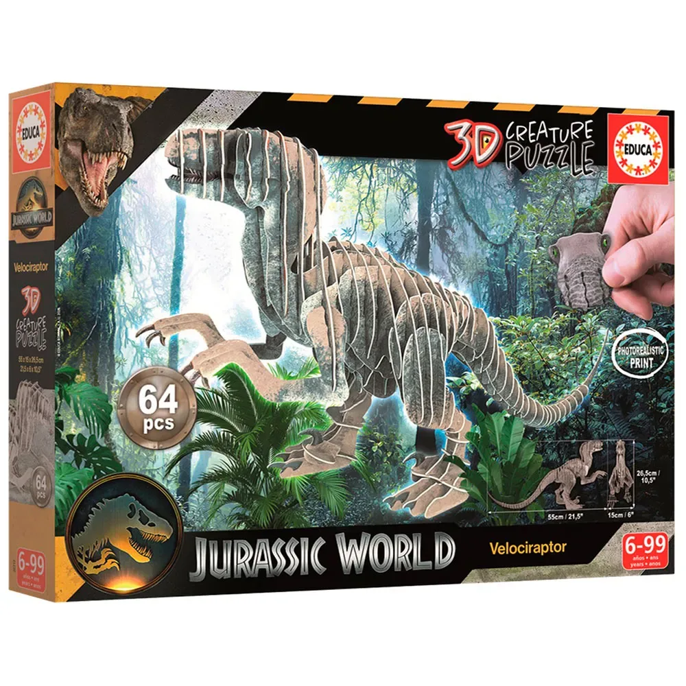 Jurassic World Creature Velociraptor Pussel från Educa – kartong