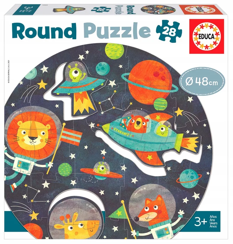 Kosmos Ronde Puzzel 28 Stukken - Leerzaam en Leuk Vanaf 3 Jaar van Educa, editie Meerkleurig – doos