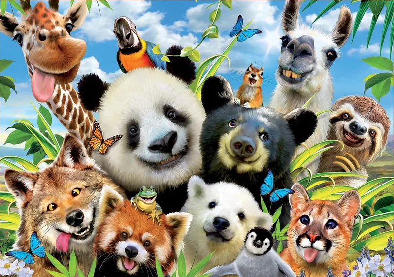 Legpuzzel - 1000 stukjes - Llama Drama Selfie van Educa, editie Meerkleurig – doos