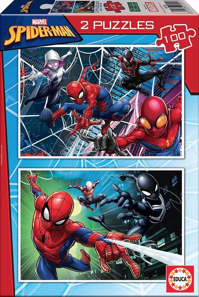 Legpuzzel - 2 x 100 stukjes - Spiderman de Educa, édition Multicolore – boîte
