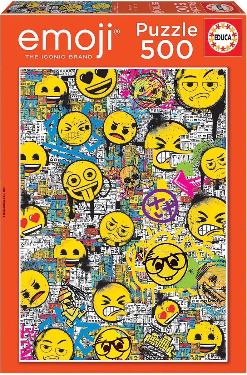 Legpuzzel - 500 stukjes - Emoji van Educa, editie Paars – doos