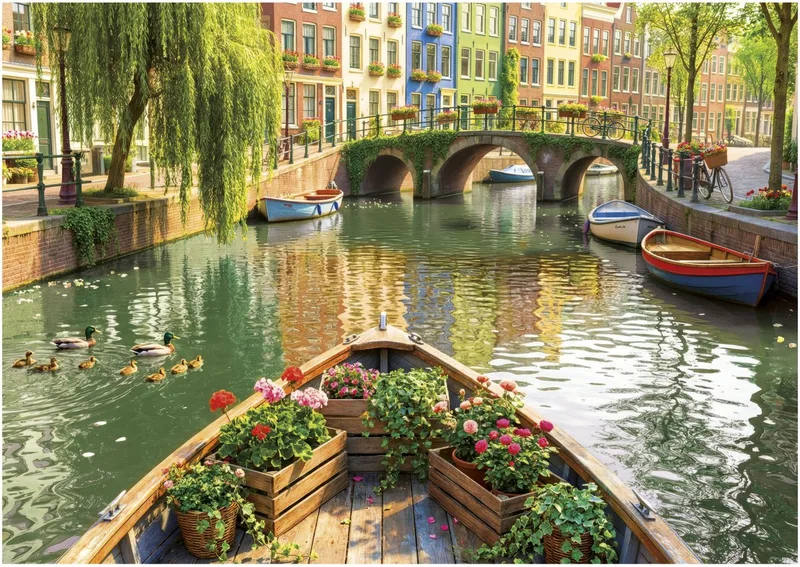 legpuzzel Amsterdam boottocht - 1000 stukjes puzzel volwassenen. van Educa, editie Meerkleurig – doos